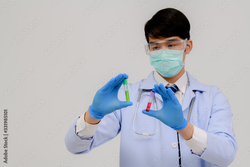 Technicians of vascular health in clinical laboratories for medical research and development concepts, medicine and science. Containing syringes and vaccines from vaccines, influenza, coronavirus, Cov Technicians of vascular health in clinical laboratories for medical research and development concepts, medicine and science. Containing syringes and vaccines from vaccines, influenza, coronavirus, Cov