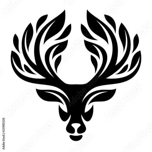 Floral deer on a white background