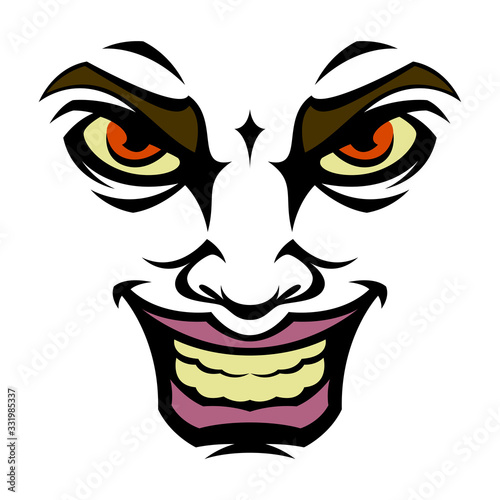 Angry face on a white background