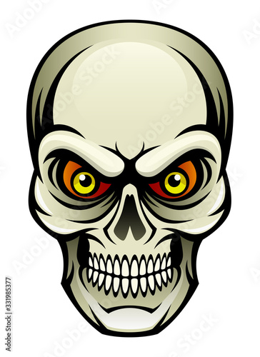 Angry skull on a white background