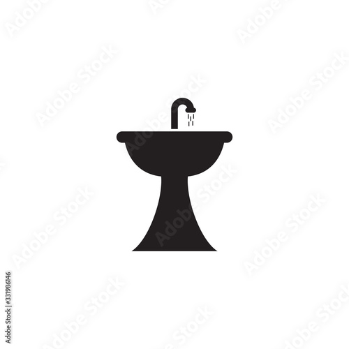 Sink, faucet and running water, vector illustration