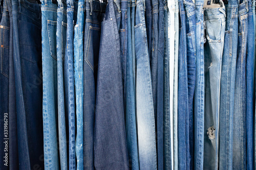 Blue Denim Pattern Pants Fashion