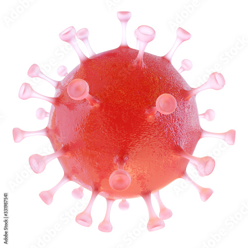Coronavirus COVID-19. Highly detailed 3d illustration of a coronavirus molecule on a white background. 3D render.