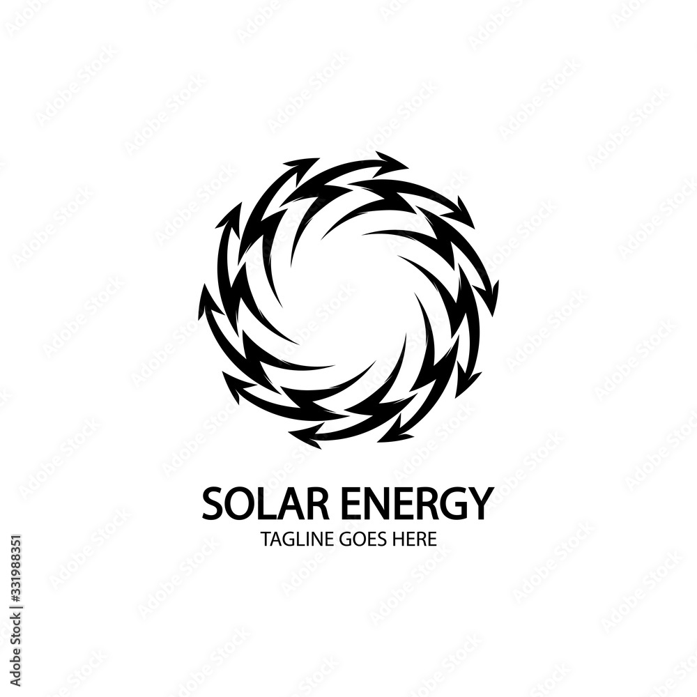 Solar energy panel and sun icon isolated on white background