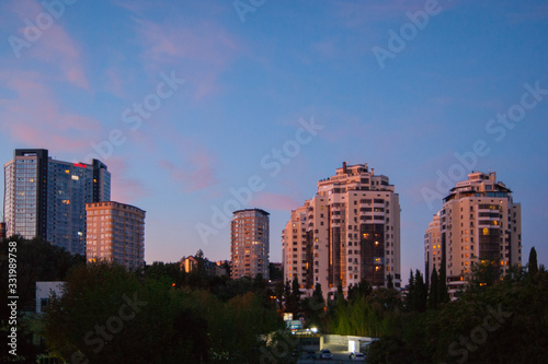 Evening summer city in the sunset  Sochi