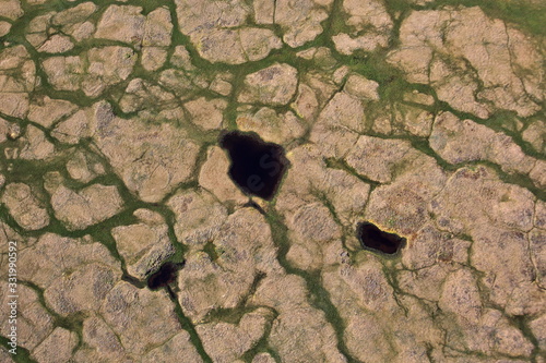 Tundra landscape in summer, Taymyr peninsula, aerial view photo