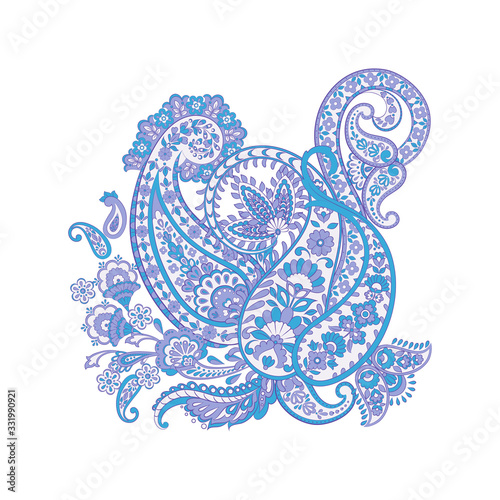 Damask Paisley Floral isolated vector ornament