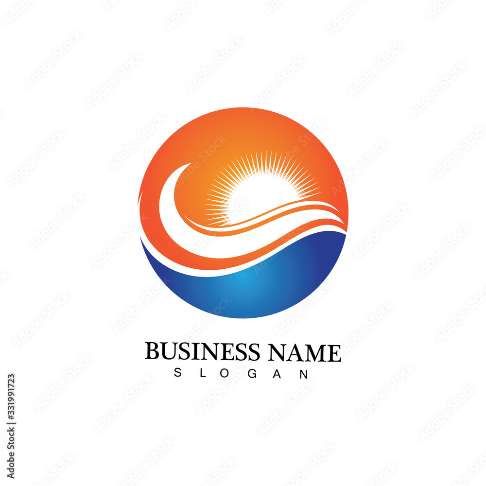 Water wave and sun icon vector illustration design logo Water wave and sun icon vector illustration design logo