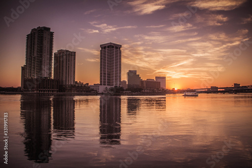 Sunset in the city of Jacksonville in Florida. USA.