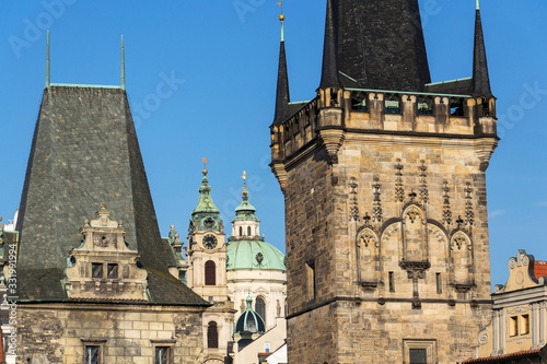 Lesser Town Bridge Tower on Charles Bridge in Prague, Czech Republic, sunny day photo