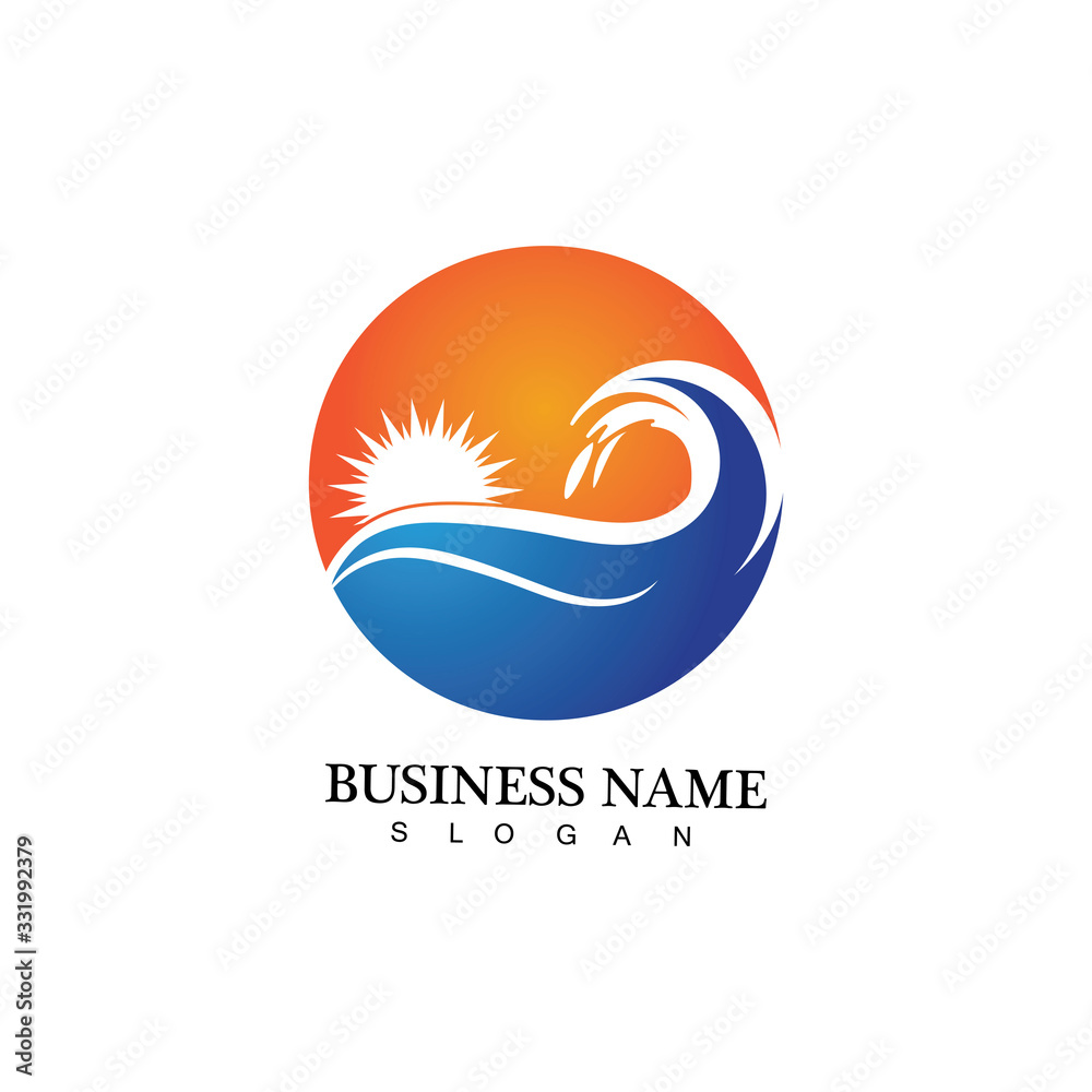 Water wave and sun icon vector illustration design logo Water wave and sun icon vector illustration design logo