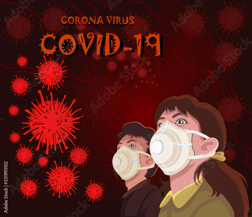 Situation of the outbreak of the corona virus or covid-19, People wear masks to prevent infection and spread of the disease. Pop art hand drawn style vector design illustrations.