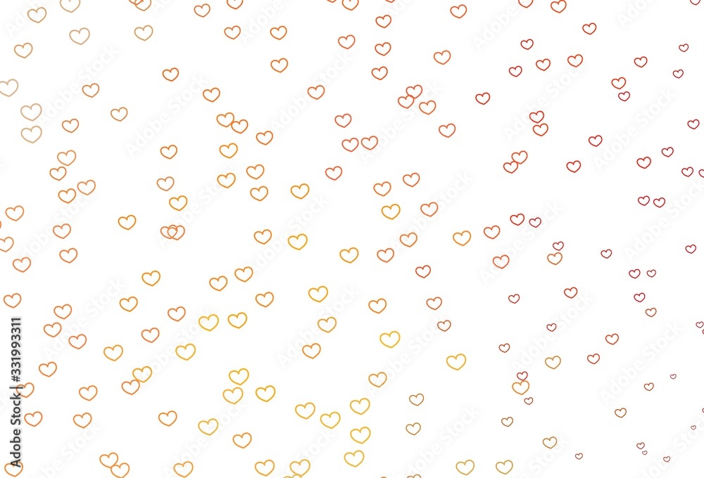 Light Red, Yellow vector backdrop with sweet hearts. Light Red, Yellow vector backdrop with sweet hearts.