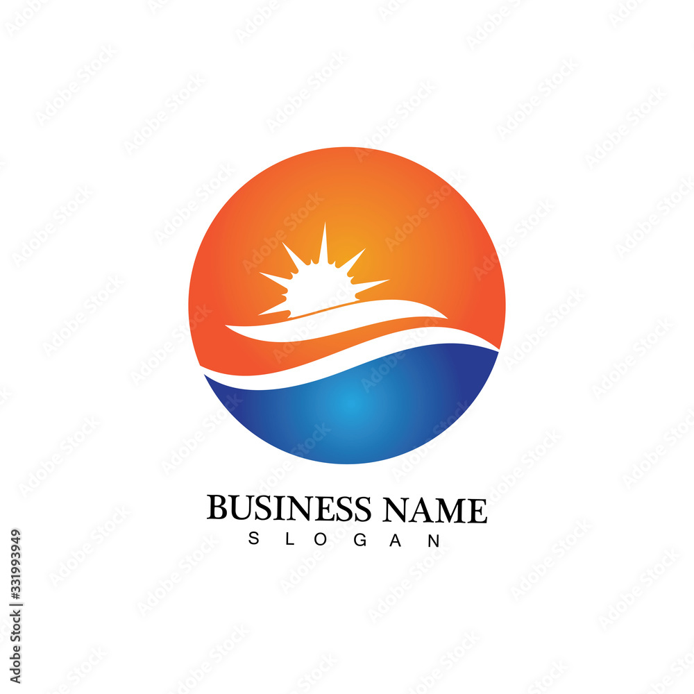 Water wave and sun icon vector illustration design logo Water wave and sun icon vector illustration design logo