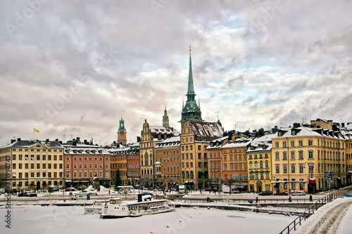 Stockholm city center in winter
