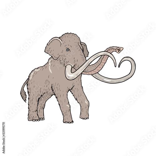 Mammoth icon in cartoon style isolated on white background. Dinosaurs and prehistoric symbol stock vector illustration in EPS10