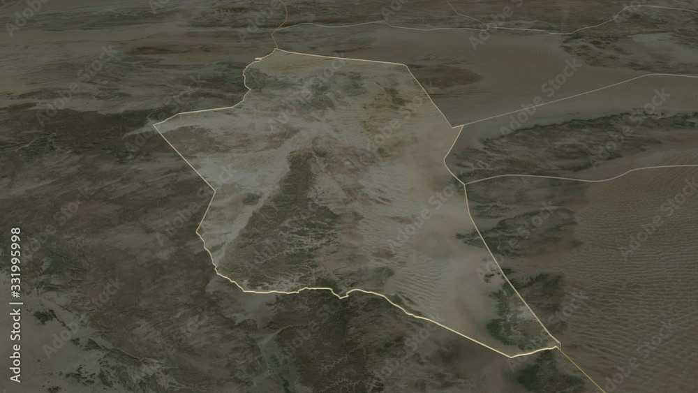 Vidéo Stock Ghat, district with its capital, zoomed and extruded on the ...