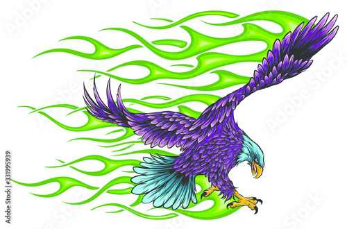 Flaming Eagle - vehicle graphic. Ready for vinyl cutting. .