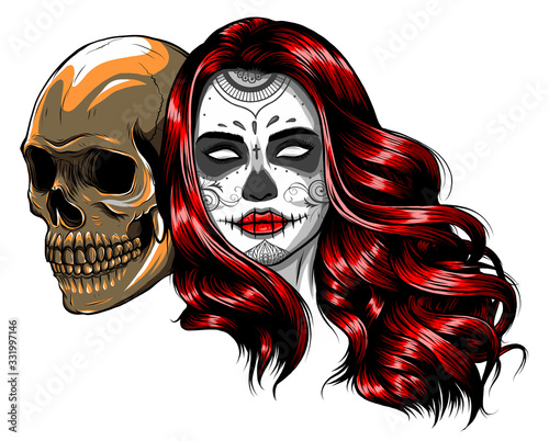 Skull - Day of the dead party. Dia de los muertos. vector