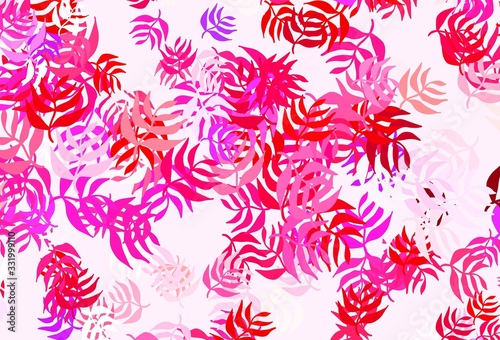 Light Pink  Red vector elegant wallpaper with leaves.