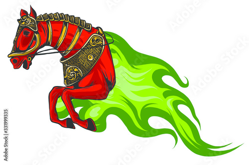 Naklejka Horse Head Flame vector illustration design art