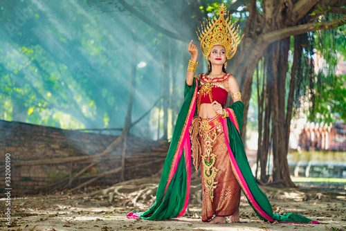 Beautiful girl with costume apsara from cambodia concept, Identi photo