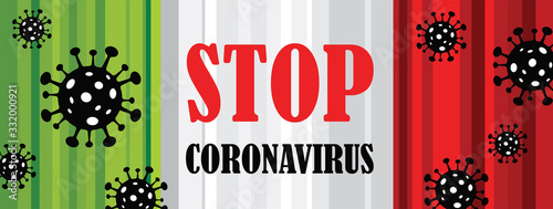 Corona Virus in Italy. 2019-nCoV. CoronaVirus Global Spread and Concept of Icon of Stopping Corona Virus. Flu and lung disease spreading of world. Dangerous Chinese ncov corona virus, risk alert.