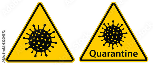 Quarantine, Stop the new spread of coronavirus covid-19, discovered for the first time in the city of Wuhan Hubei province of Central China, Vector triangular icon sign