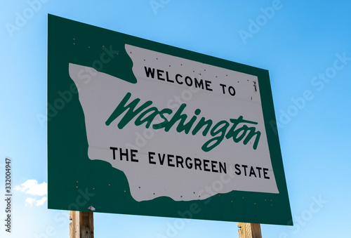 A roadside welcome to Washington State, site of the most active deaths and infections in the USA