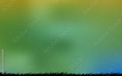 Light Green, Yellow vector background with astronomical stars. Space stars on blurred abstract background with gradient. Best design for your ad, poster, banner.