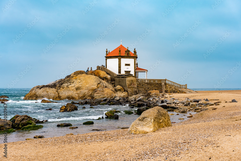 Chapel Senhor da Pedra on Miramar Beach, Vila Nova de Gaia, Portugal