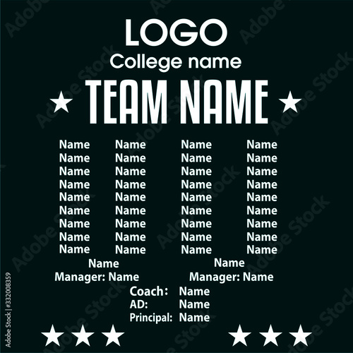 Sports team player names apparel design - VECTOR
