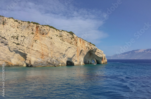 Blue caves on Zakynthos island in Greece