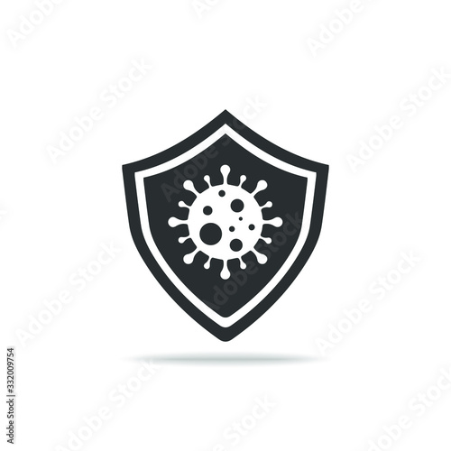 immune from flu germ icon, virus protection, hygiene shield, bacterial prevention, thin line web symbol on white background. icon Vector EPS 10