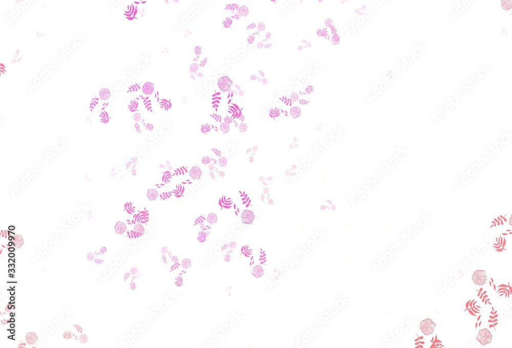 Light Red, Yellow vector natural backdrop with leaves, flowers. Light Red, Yellow vector natural backdrop with leaves, flowers.
