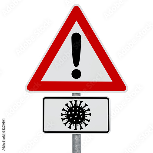 Caution Coronavirus - digitally generated image - clipping path included