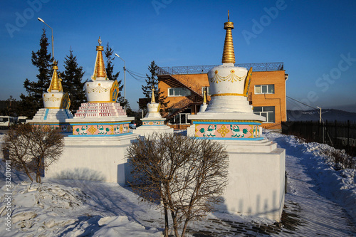 Rinpoche Bagsha datsan scenic view by winter, Ulan-Ude, Russia photo