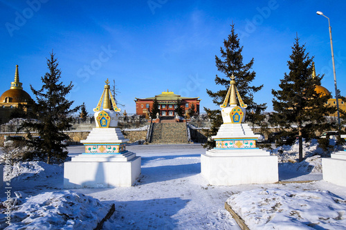 Rinpoche Bagsha datsan scenic view by winter, Ulan-Ude, Russia photo