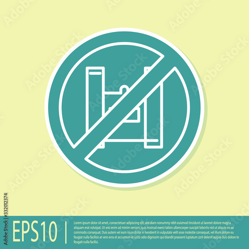 Green Say no to plastic bags poster icon isolated on yellow background. Disposable cellophane and polythene package prohibition sign. Vector Illustration