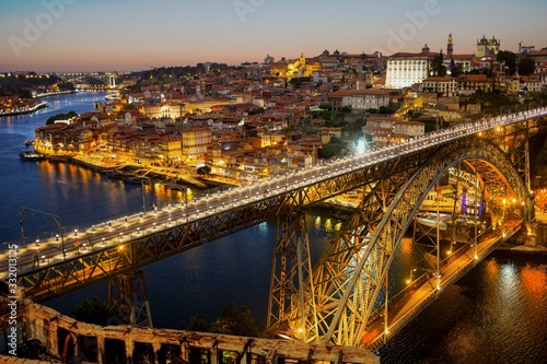 View of Ponte Dom Luís I in Porto at Night
