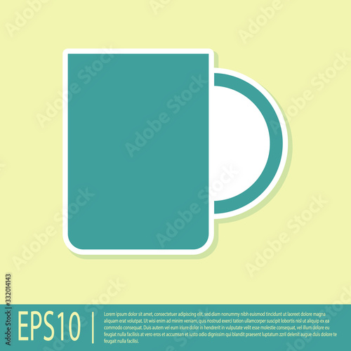 Green Coffee cup icon isolated on yellow background. Tea cup. Hot drink coffee. Vector Illustration