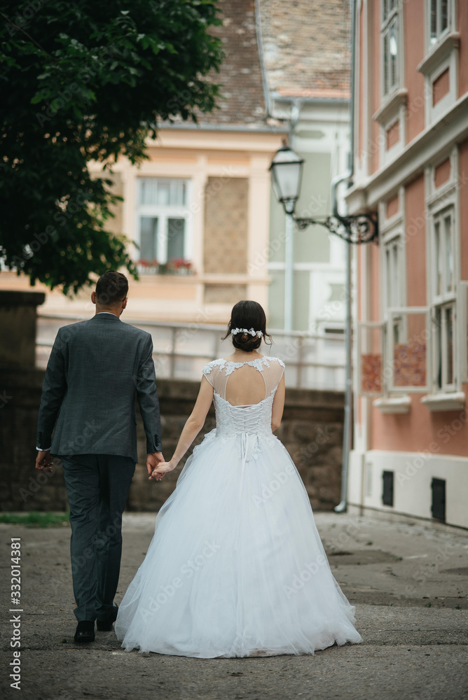 The bride and groom on their wedding day