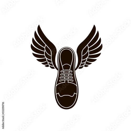 speeding sport shoes with wings isolated on white background