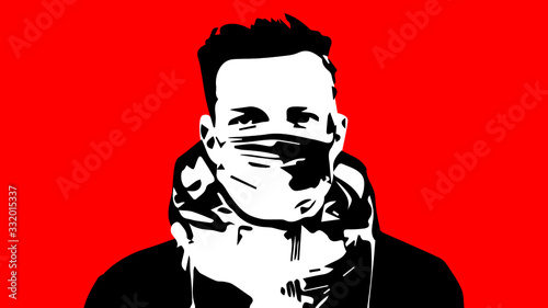 man with facial mask