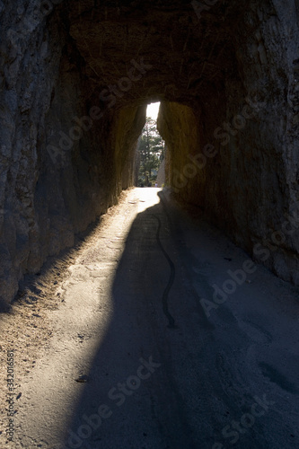 Tunnel on Needles Highway  Black Hills  near Mount Rushmore National Memorial  South Dakota