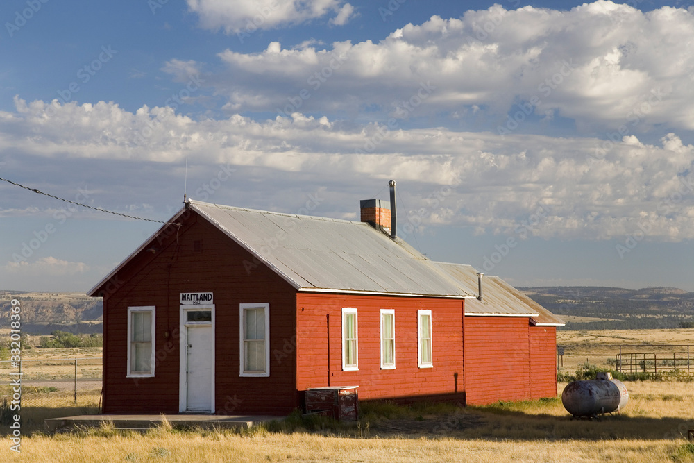Red house on the prairie on South Dakota and Nebraska border