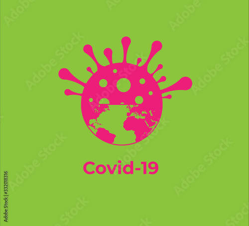 Weltkugel mit Coronavirus Symbiose