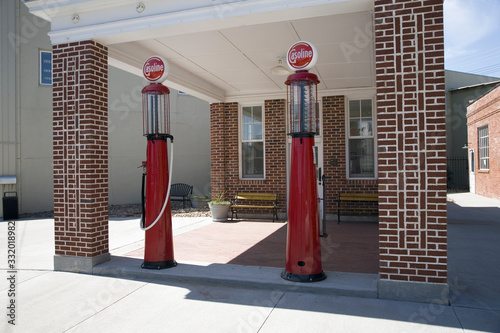Restored old gas station and Spruce Street visitors center along the Lincoln Highway, US 30, Ogallala, Nebraska photo