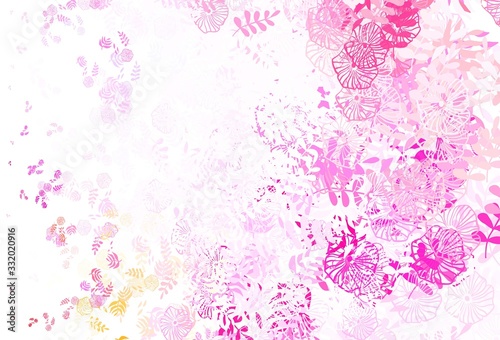Light Purple, Pink vector natural backdrop with leaves, flowers. © smaria2015