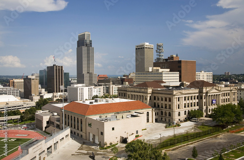 Slika na platnu Aerial view of Omaha Nebraska skyline on summer day